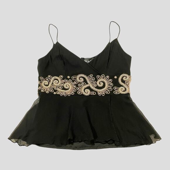 Night Way Collections Embellished Cami Top - Black - Large - Picture 1 of 16